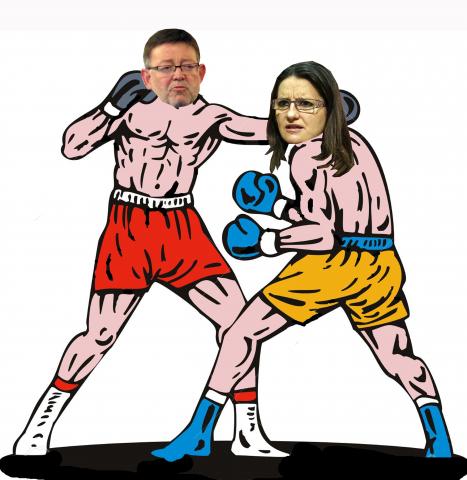 Chimo Puig i Monica Oltra boxejant