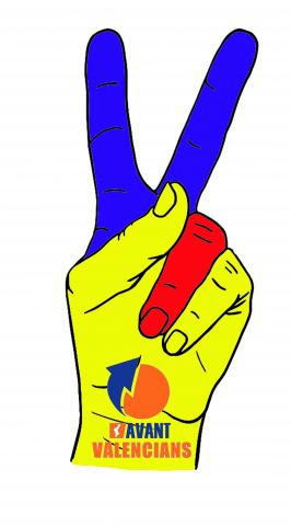 ma en el signe de la victoria i el logo d'avant