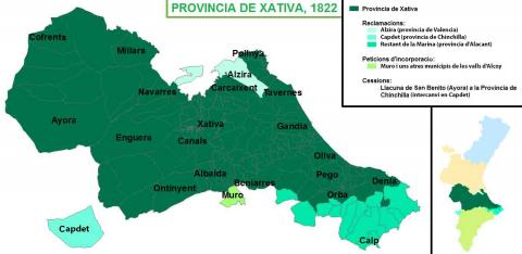 Mapa de l'antiga provincia de Xativa